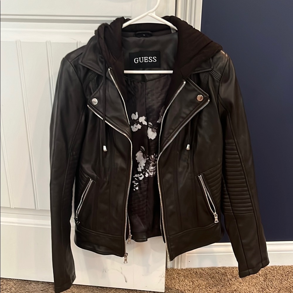 Guess Dark brown/black Leather Motorcycle Jacket